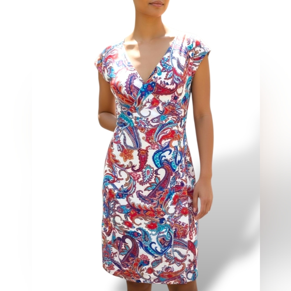 LAUREN RALPH LAUREN FAUX WRAP DRESS - Picture 1 of 5